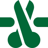 Minimalist green emblem with symmetrical pattern