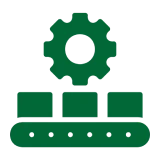 Green gear above conveyor belt