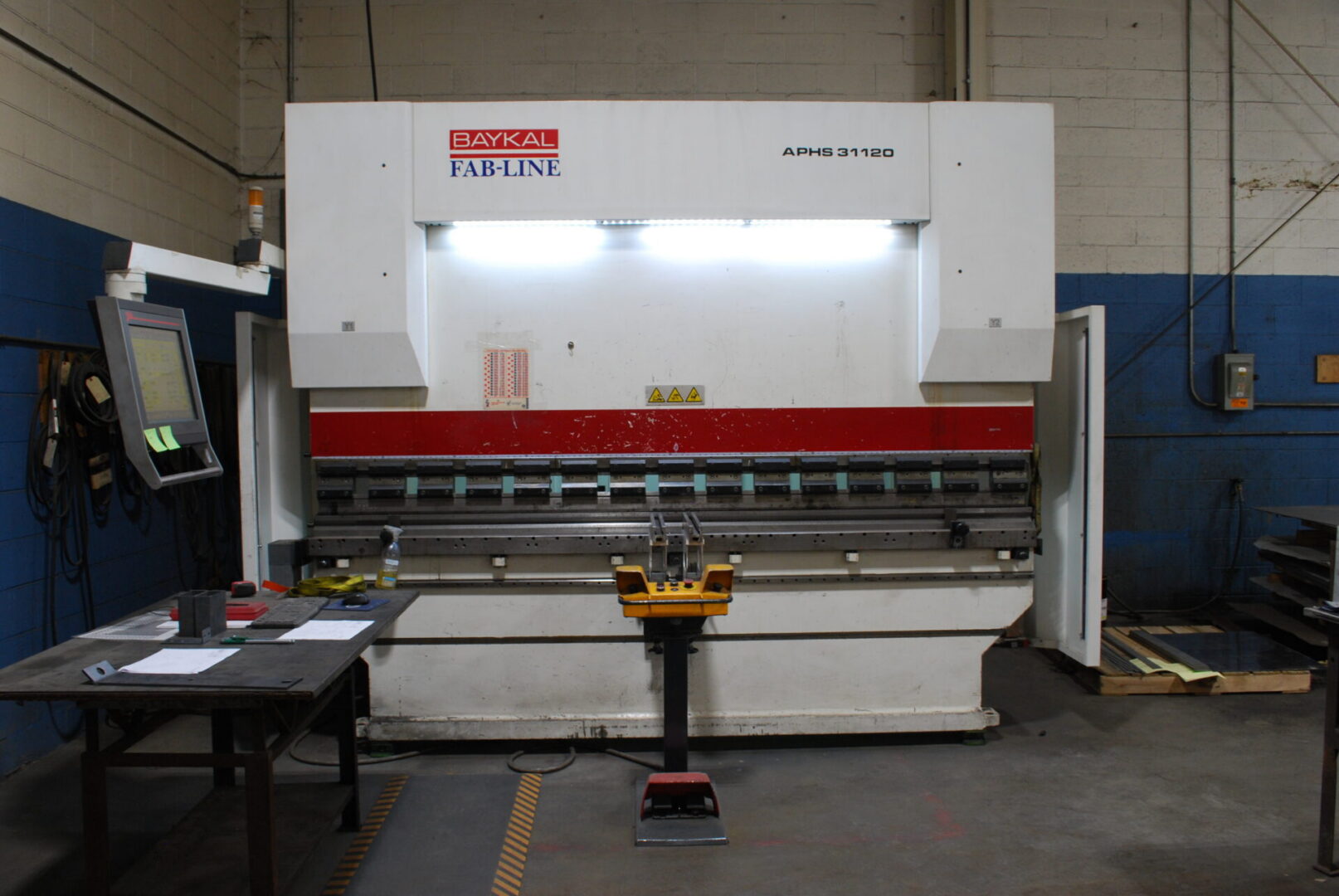 Industrial press brake machine in workshop