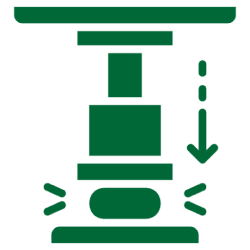 Green stamp being pressed down